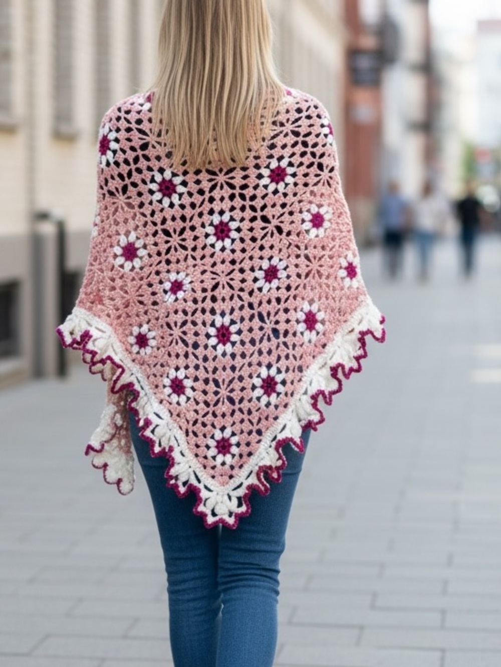 HANDMADE granny square shall NWOT
